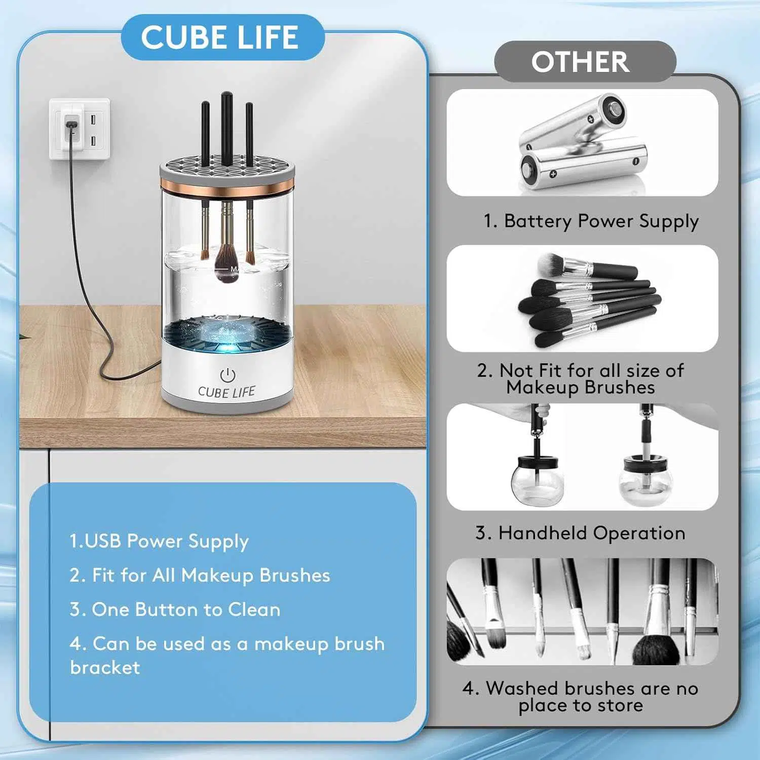 Machine de nettoyage de brosse de maquillage électrique |جهاز تنظيف فرش المكياج