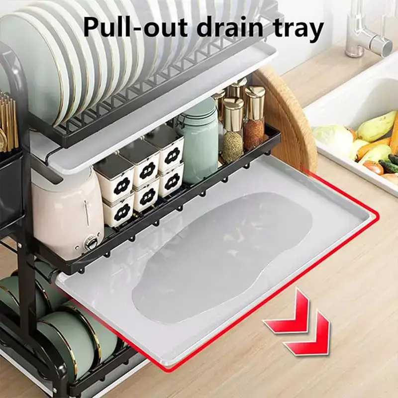 Egouttoir a Vaisselle 3 Niveaux Noir