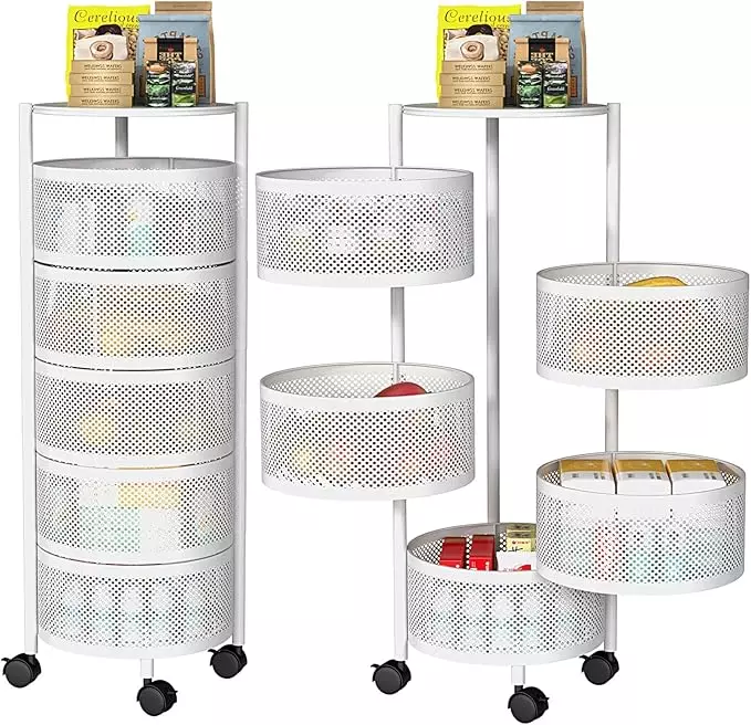 Chariot de Rangement Rotative en Metal 5 Pani