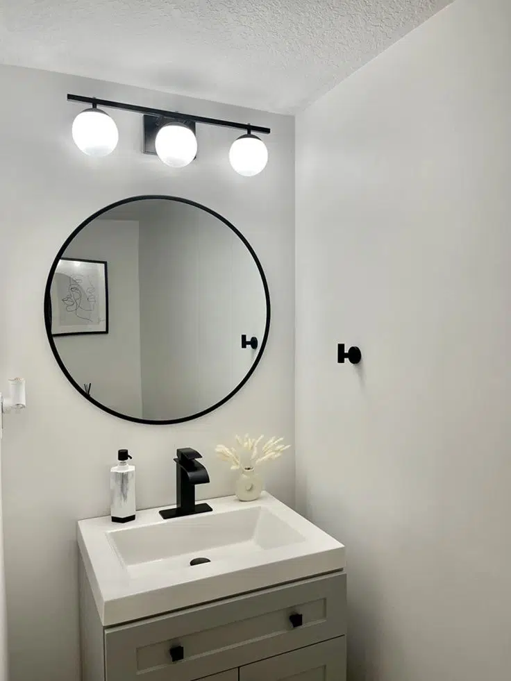 Miroir rond mural – Cadre MDF noir stratifie (Ø 70 cm)