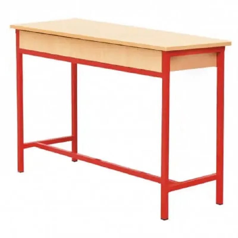 Table Écolier Biplace Avec Étagère En Bois TE11