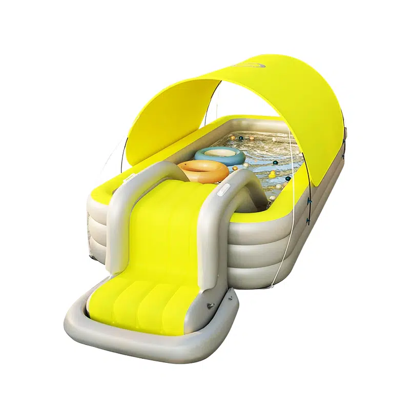 Piscine gonflable familiale avec toboggan & auvent anti-UV