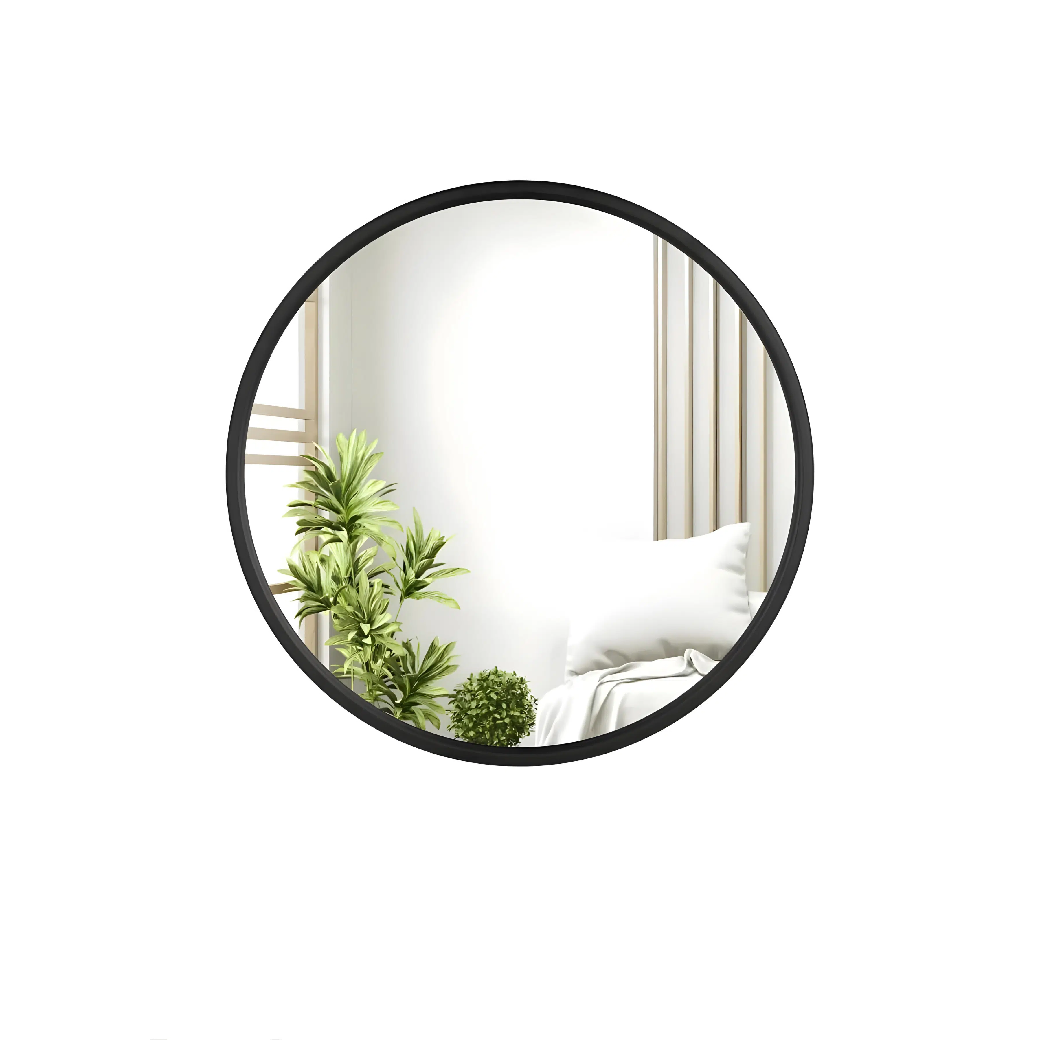 Miroir Rond Ø50 cm avec Cadre en MDF Noir