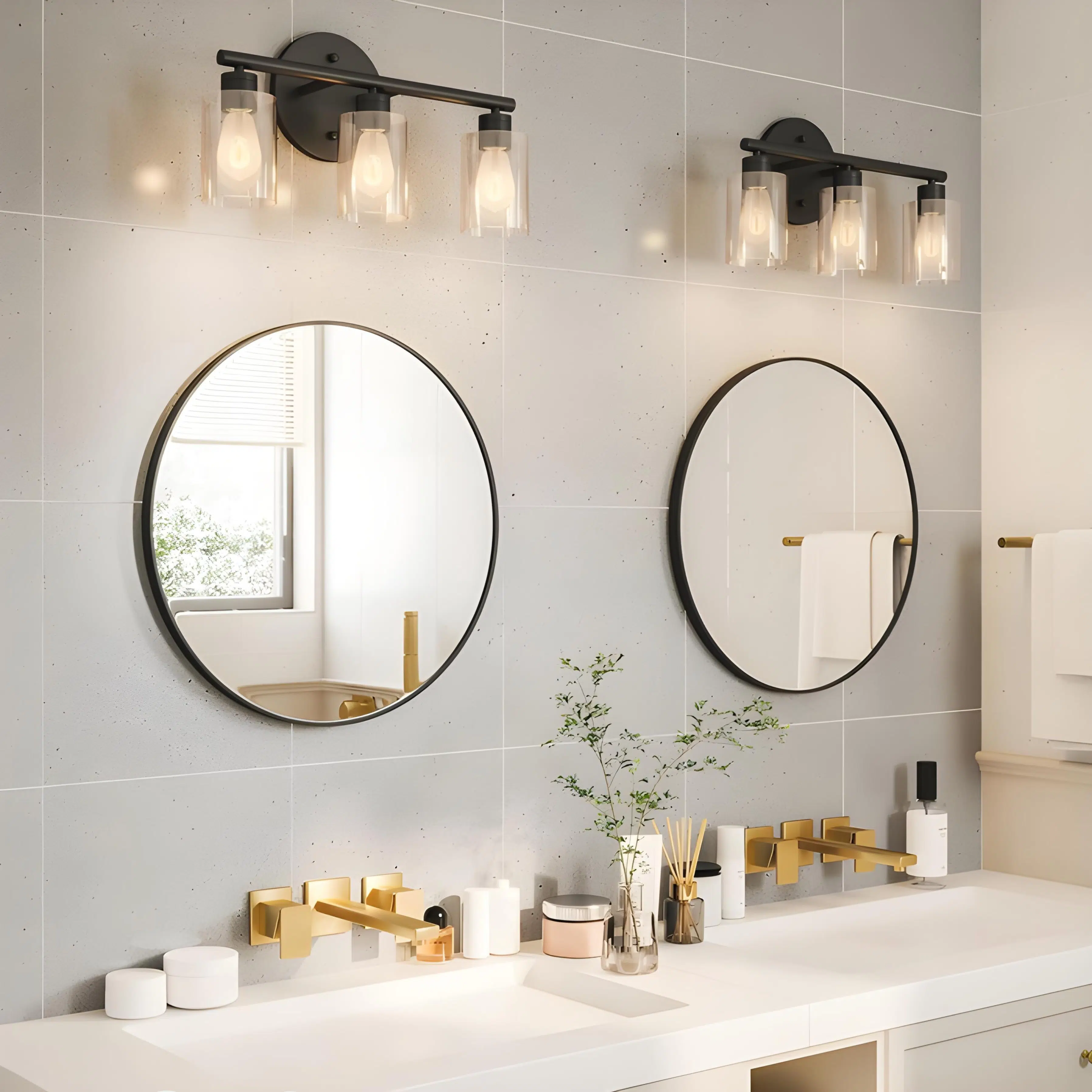 Miroir Rond Design – Ø80 cm, Cadre Aluminium Noir