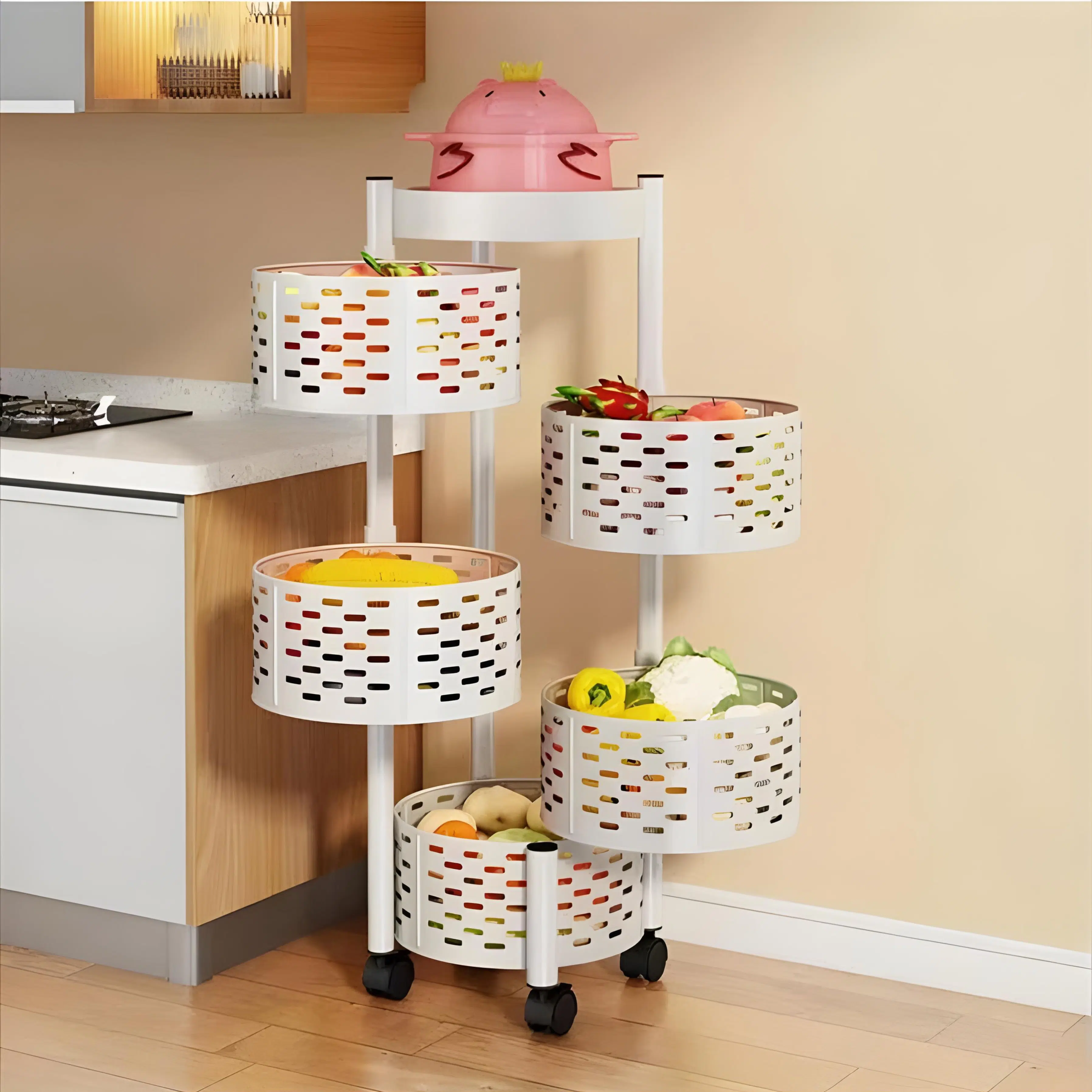 Porte Legumes Blanc a 5 Paniers Multi Usages