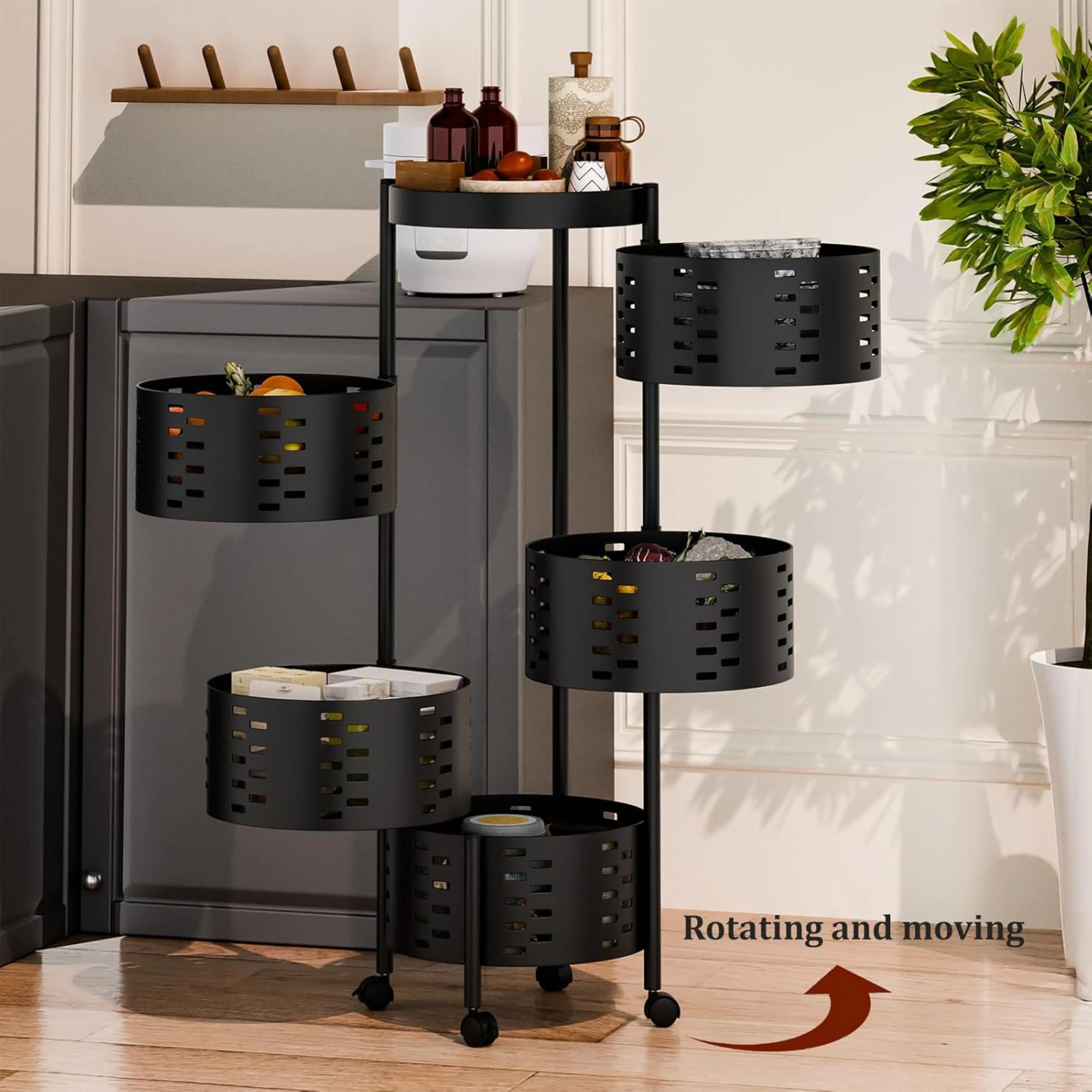 Porte Legumes Rotatif a 5 Paniers Noir