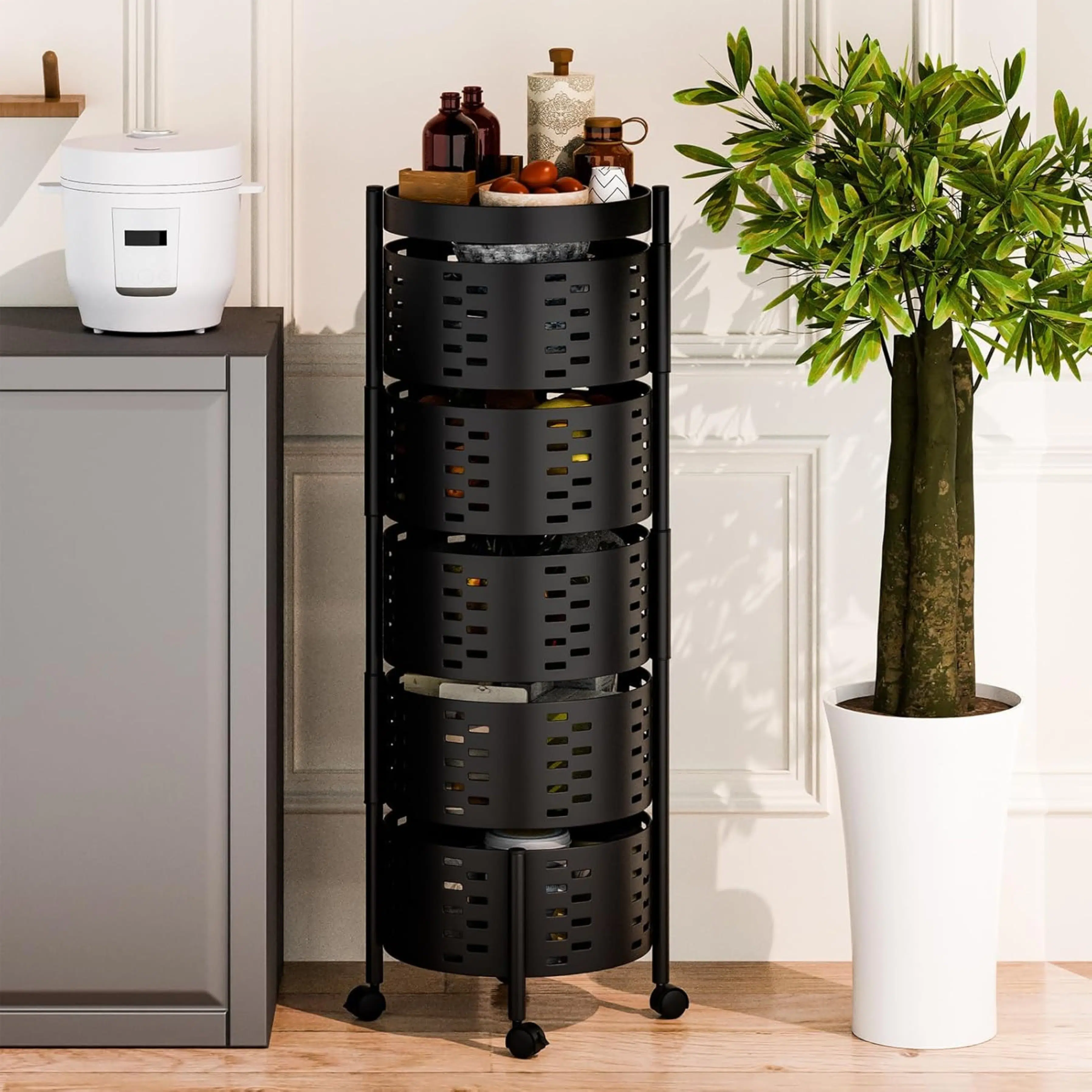 Porte Legumes Rotatif a 5 Paniers Noir