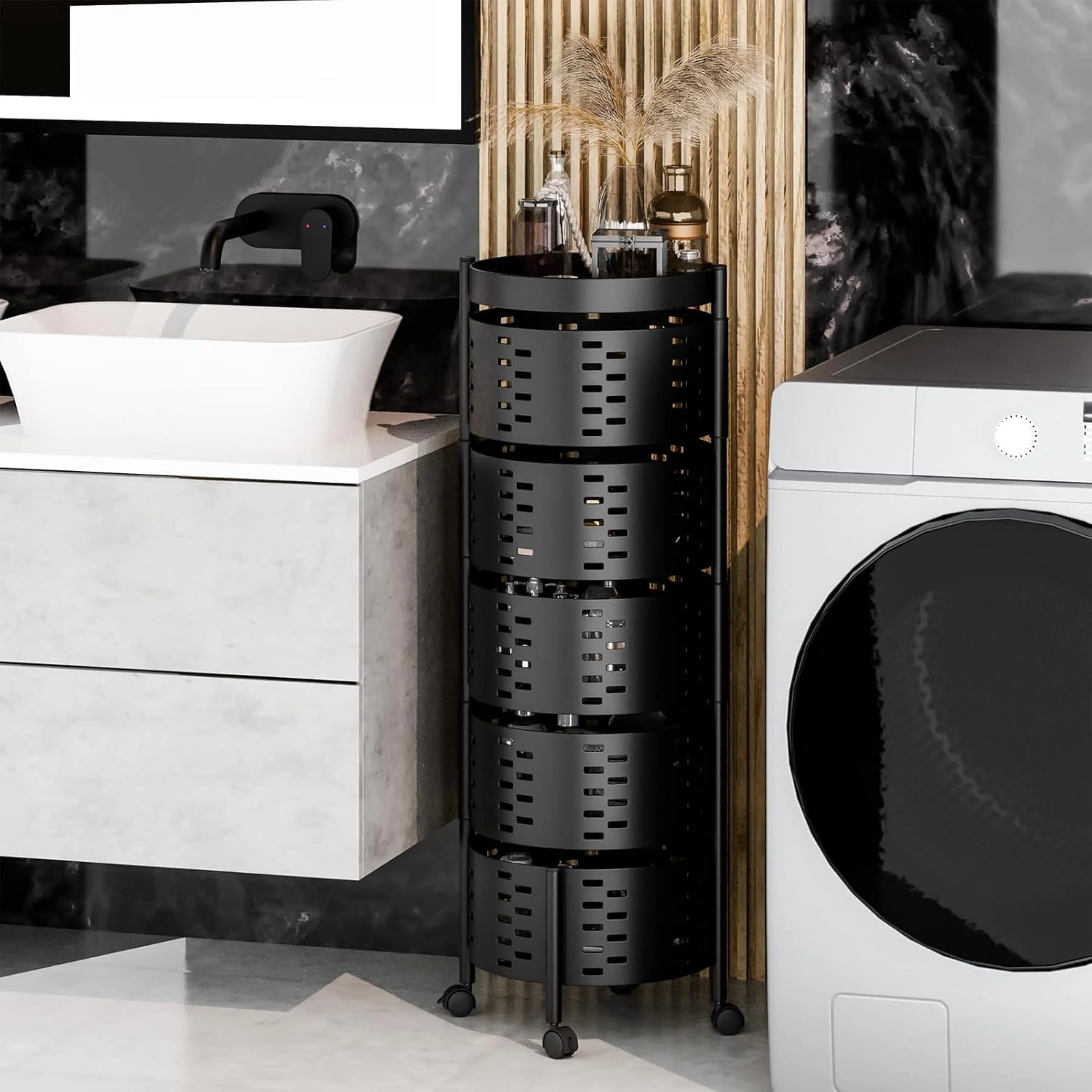 Porte Legumes Rotatif a 5 Paniers Noir