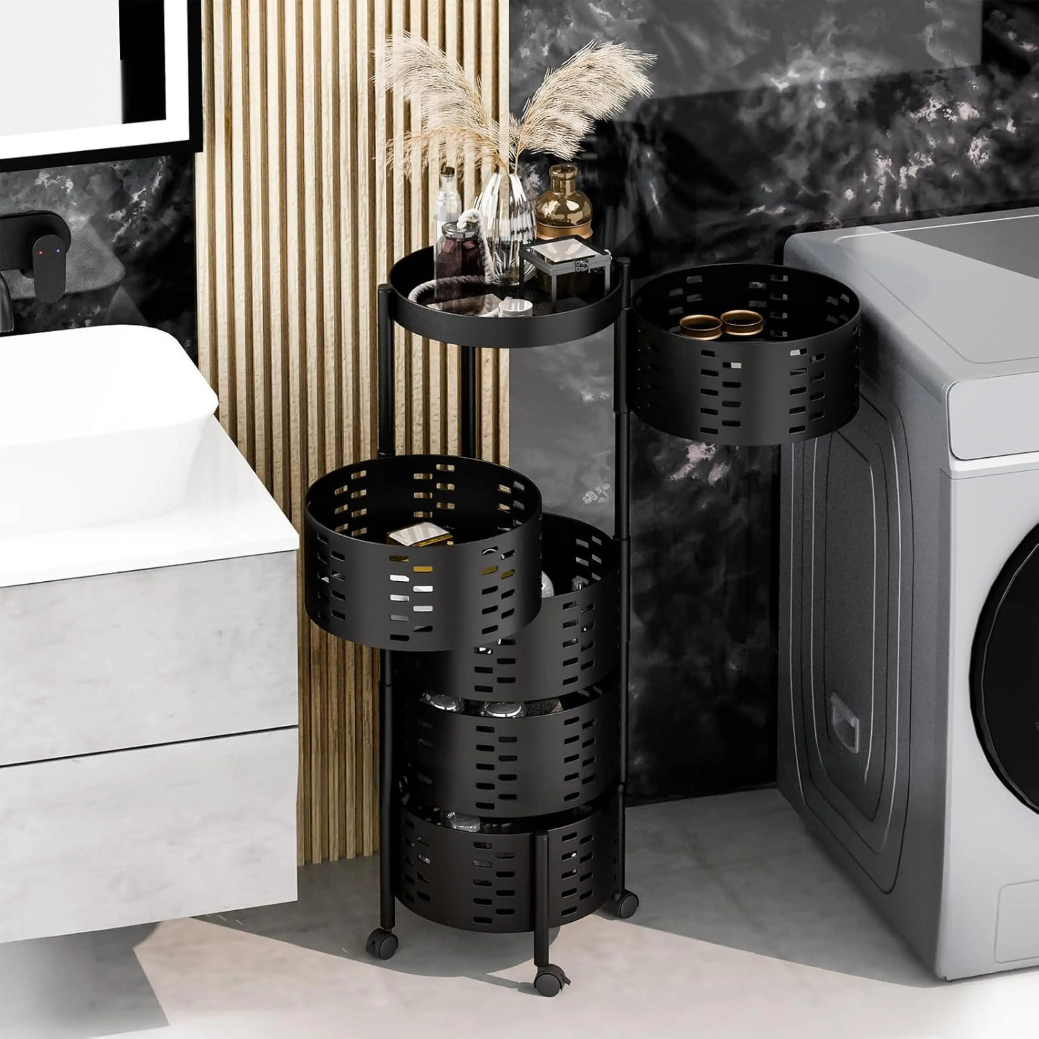 Porte Legumes Rotatif a 5 Paniers Noir