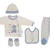 Coffret Naissance 5 Pièces 100% Coton Vert ou Bleu – Réf 7625 – (0-3M)