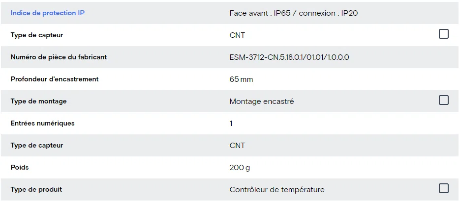 Régulateur de température 220V 77x35mm ESM-3712
