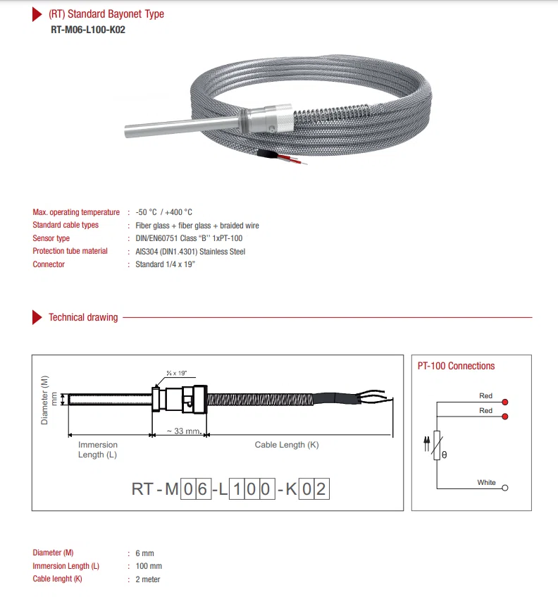 SONNDE PT100 100MM