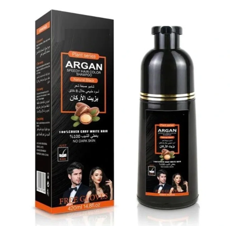 Shampooing Colorant Naturel Noir - À L’Huile D’Argan - 420ML (ORIGNAL )