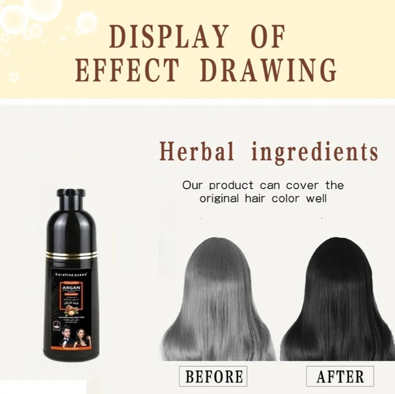 Shampooing Colorant Naturel Noir - À L’Huile D’Argan - 420ML (ORIGNAL )