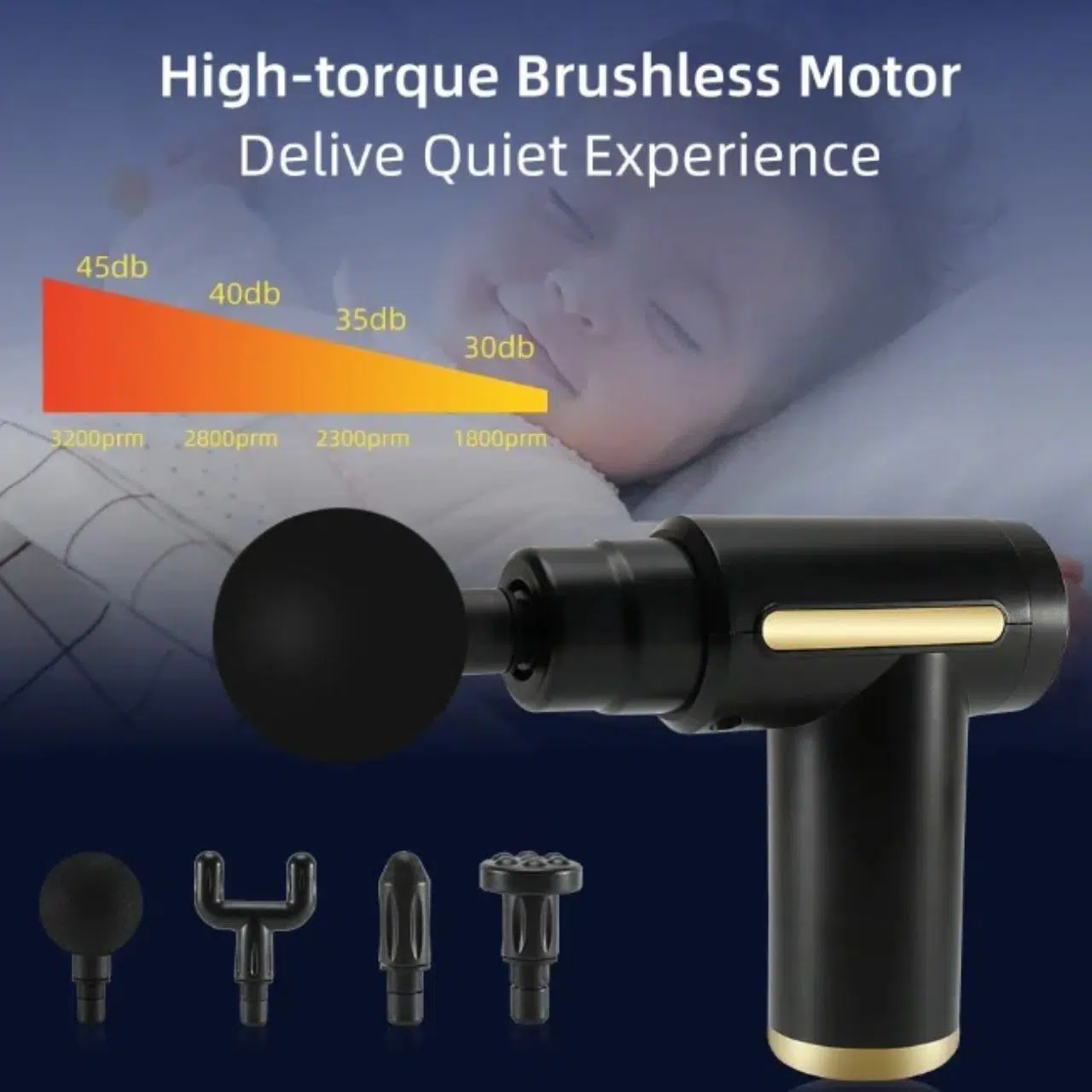 Pistolet de Massage Gun جهاز مساج وتدليك العضلات بحجم صغير محمول بـ 6 سرعات