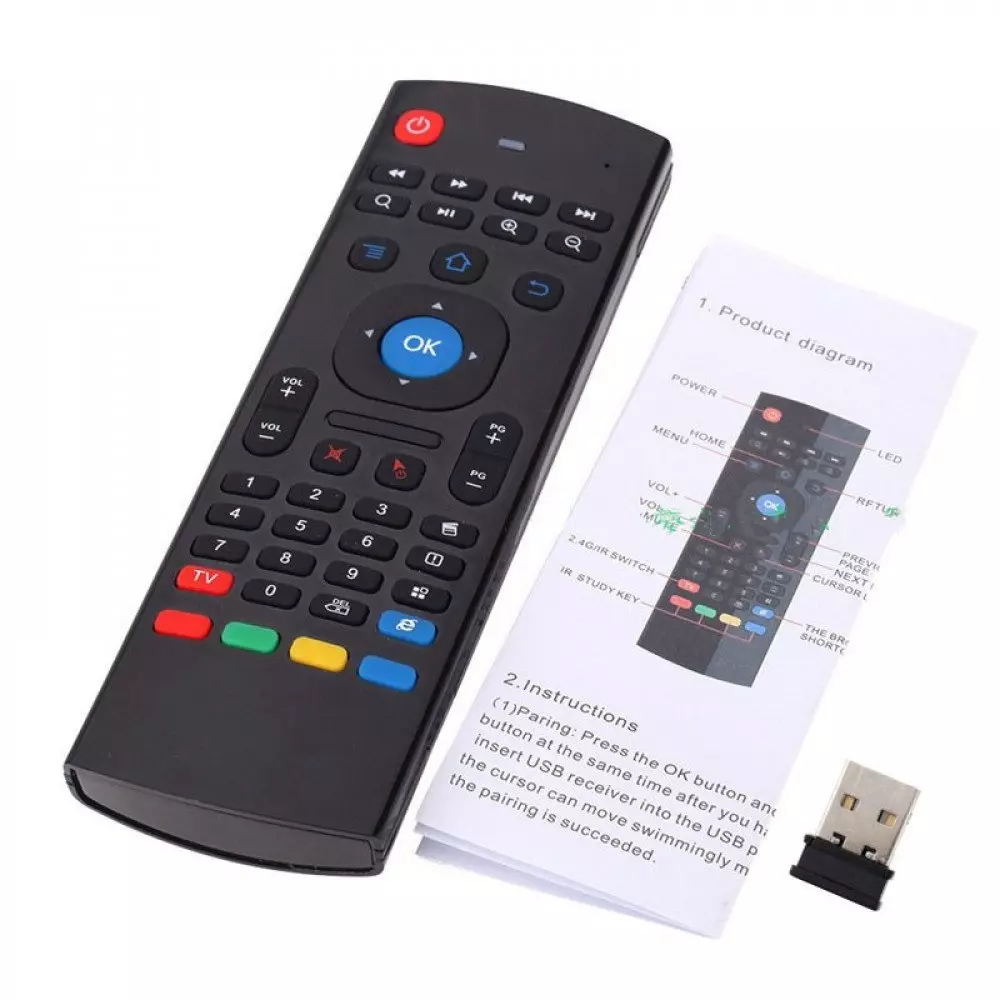 Clavier complet, souris à air et télécommande TV. 2.4GHZ