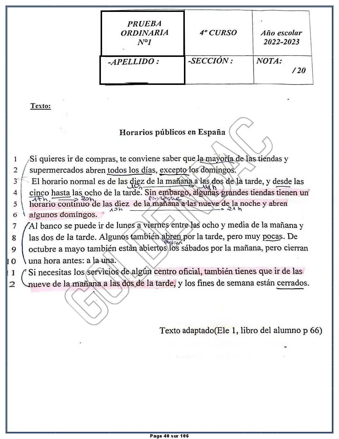 ESPAGNOLE - TOUTE LANNEE - BAC 2025