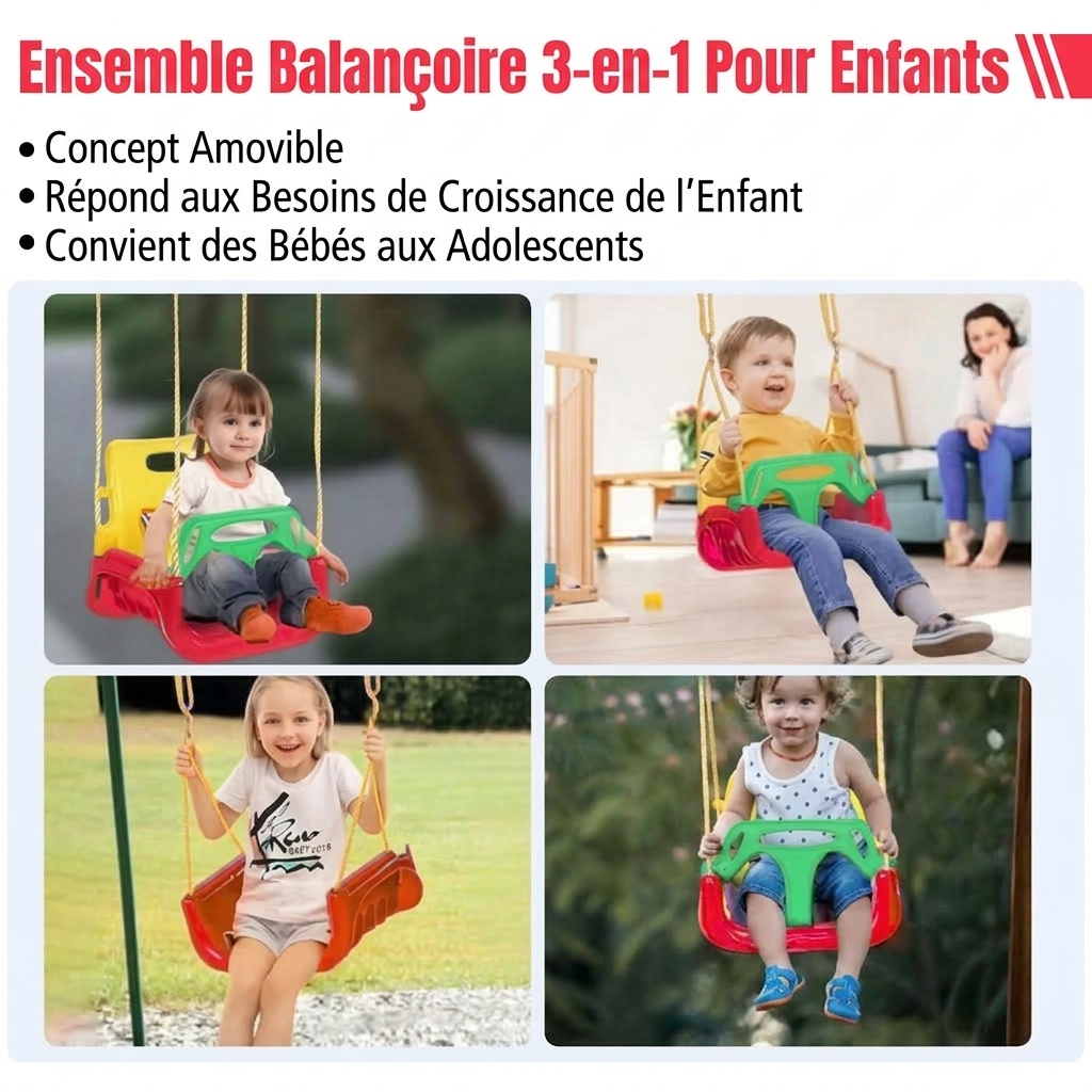 Balancelle 3 en 1 pour bébé et jeune enfant