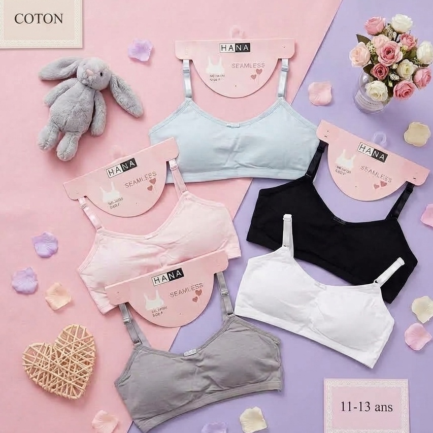 BRASSIERE TOP A BRETELLES REGLABLES POUR FILLETTES 11-13 ANS.