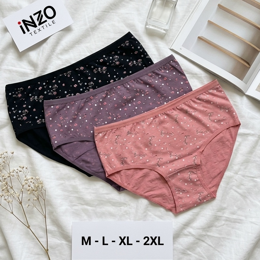 PACK 6 SLIPS FLEURIS DE LA MARQUE HG EN COTON POUR FEMMES