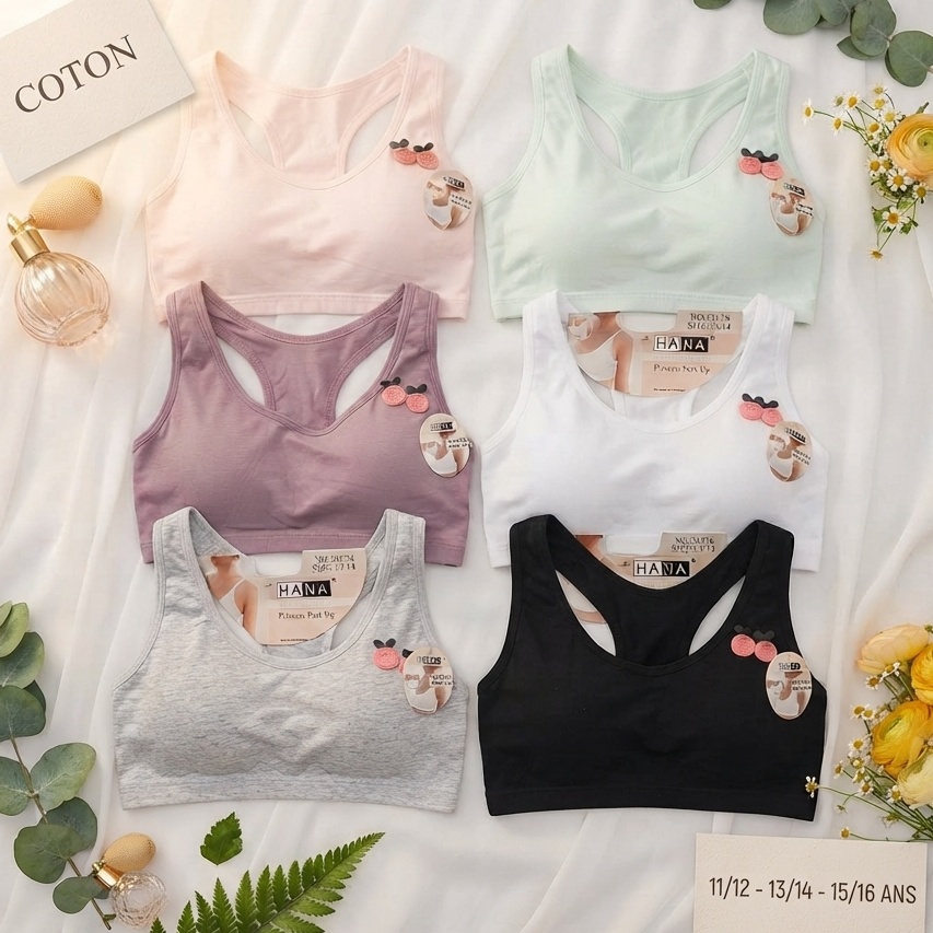 BRASSIERE TOP A BRETELLES LARGES POUR FILLETTES 11-16 ANS.