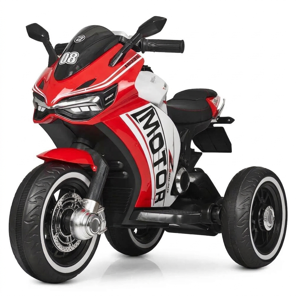 Moto électrique de 1 à 7 ans . Accélérateur pied avant et arrière-Rouge