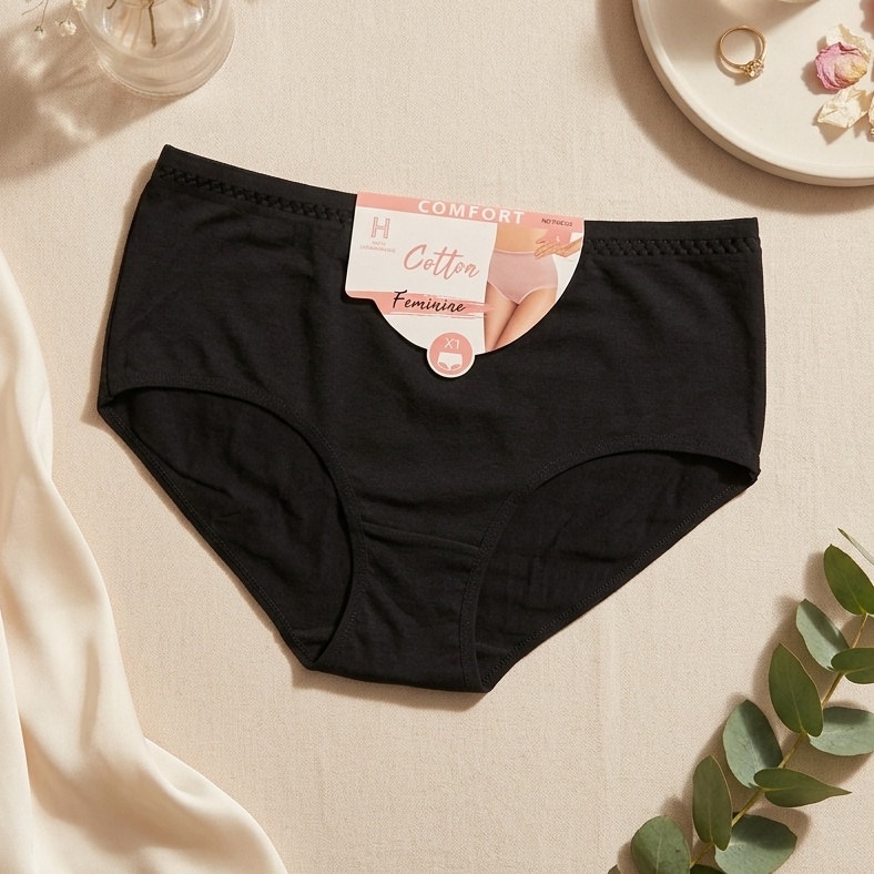 PACK 6 SLIPS TAILLE HAUTE POUR FEMMES EN COTON