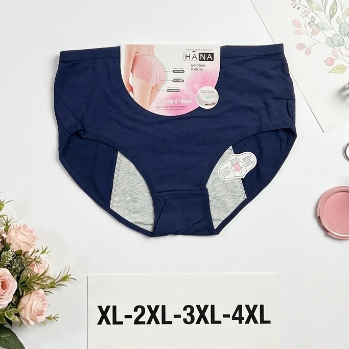 PACK 6 SLIPS MENSTRUELS TAILLE HAUTE HANA POUR FEMMES EN COTON