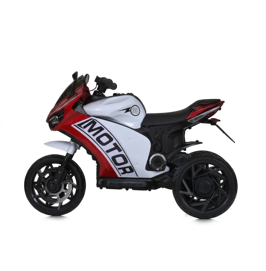 Moto électrique de 1 à 7 ans . Accélérateur pied avant et arrière-Rouge