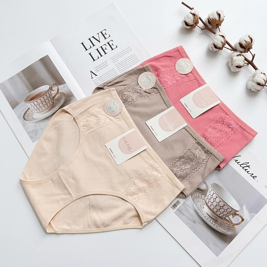 PACK 6 SLIPS TAILLE HAUTE POUR FEMMES EN COTON.
