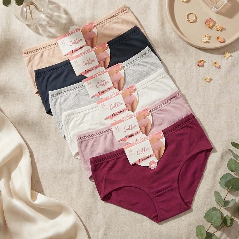 PACK 6 SLIPS TAILLE HAUTE POUR FEMMES EN COTON
