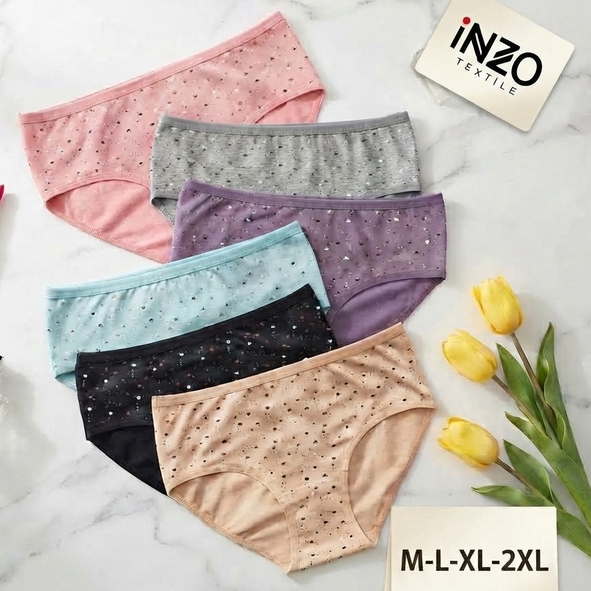 PACK 6 SLIP DE LA MARQUE HG EN COTON POUR FEMMES MOTIF COEURS