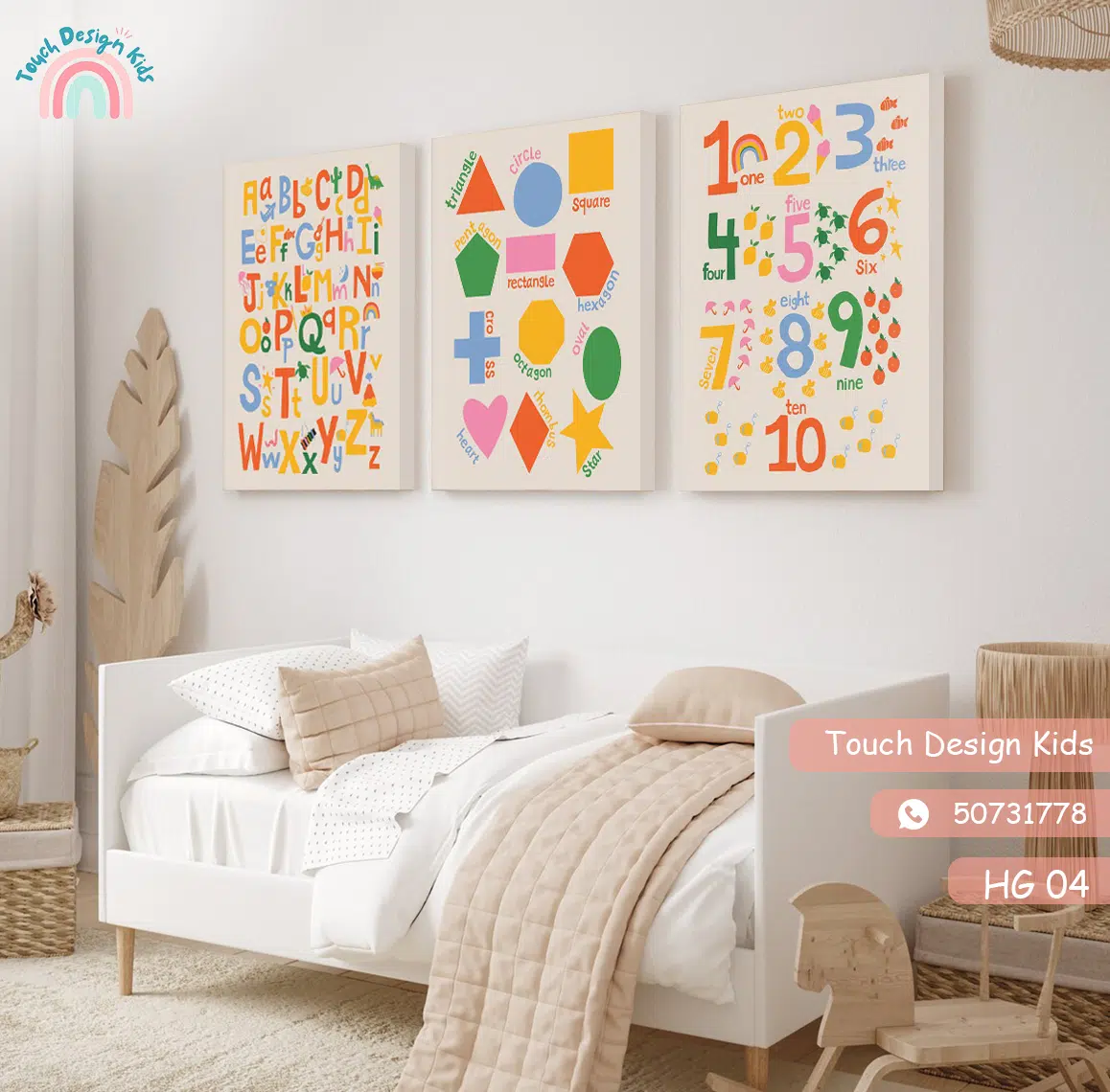Série de 3 Tableaux en Toile - Trio Éducatif Anglais