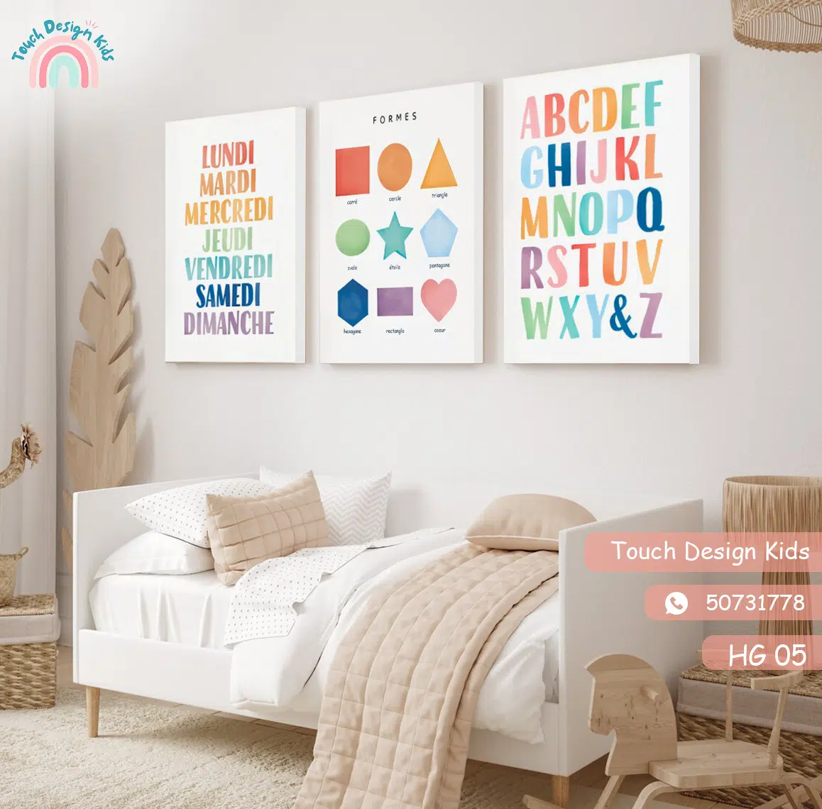 Série de 3 Tableaux en Toile -  Apprentissages en Français