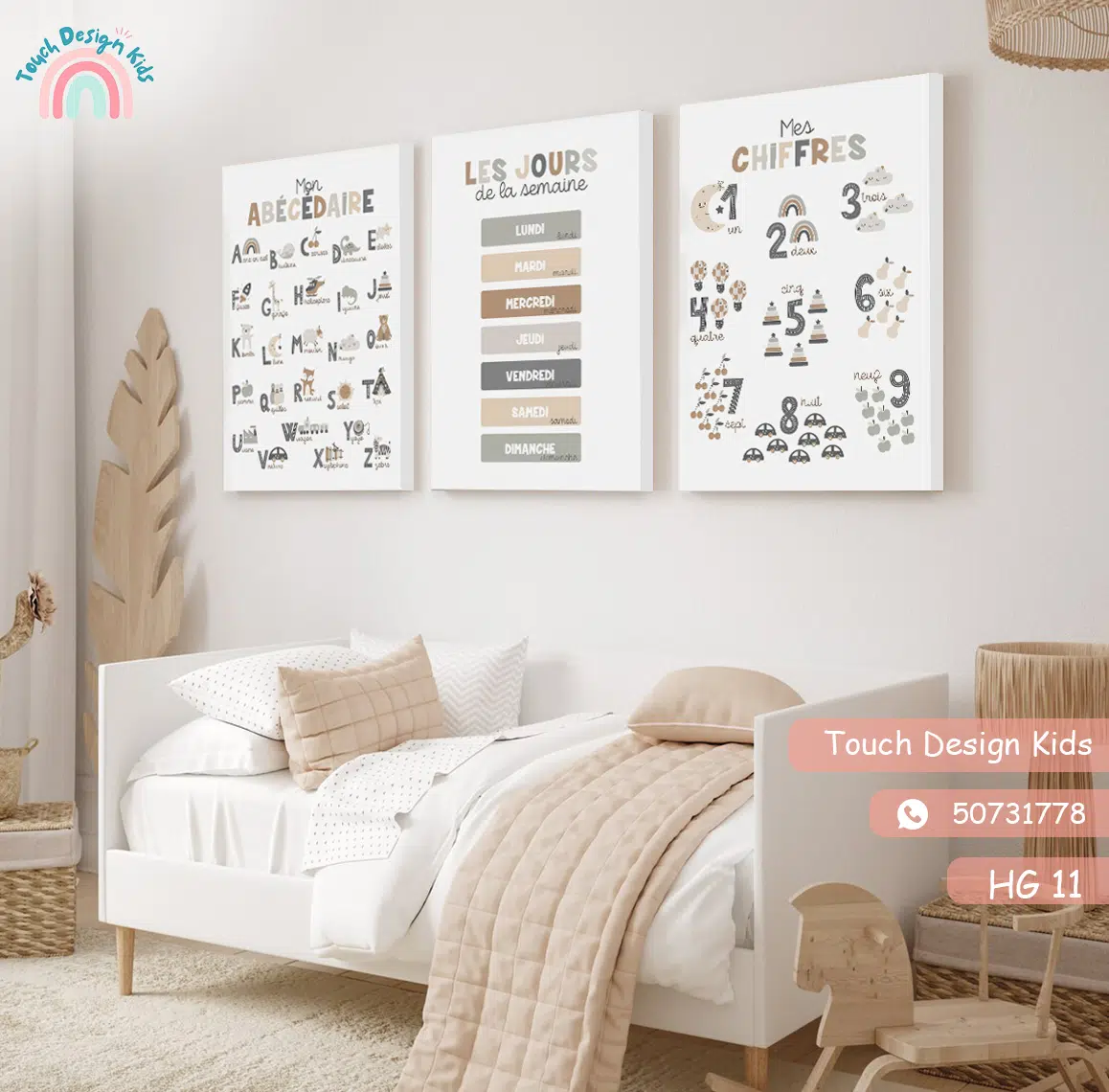 Série de 3 Tableaux en Toile -  Pack Découverte Français