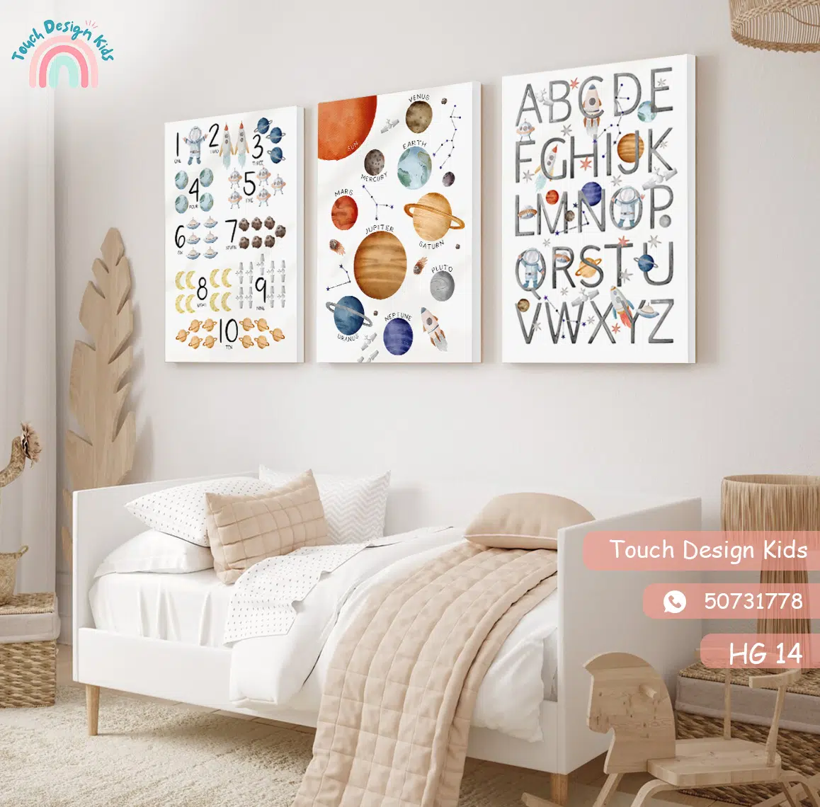 Série de 3 Tableaux en Toile - Trio éducatifs astronaute