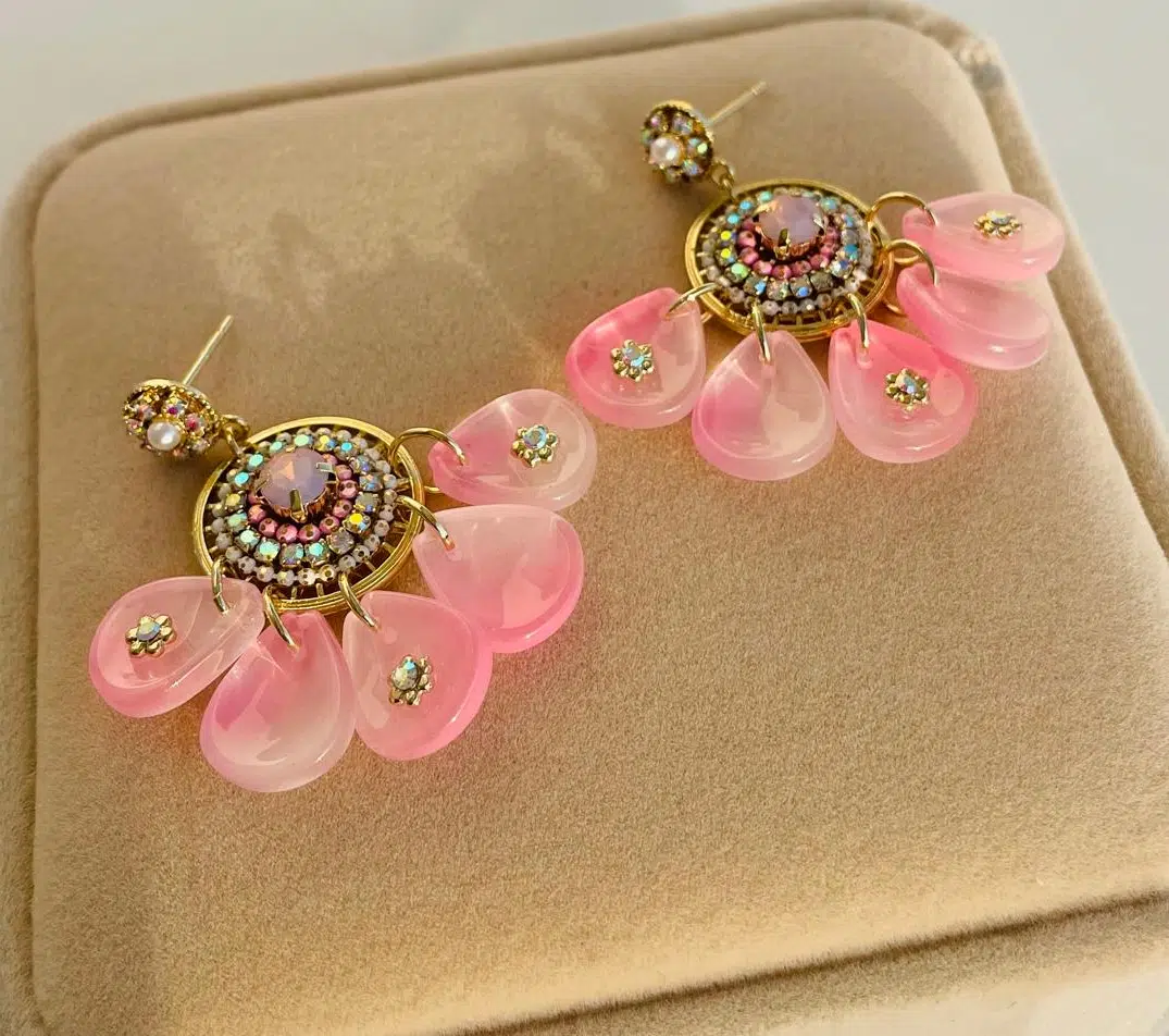Boucles Perles Rose