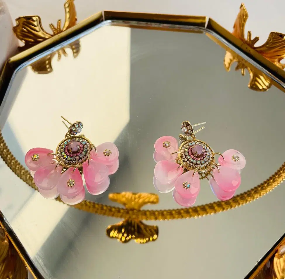Boucles Perles Rose