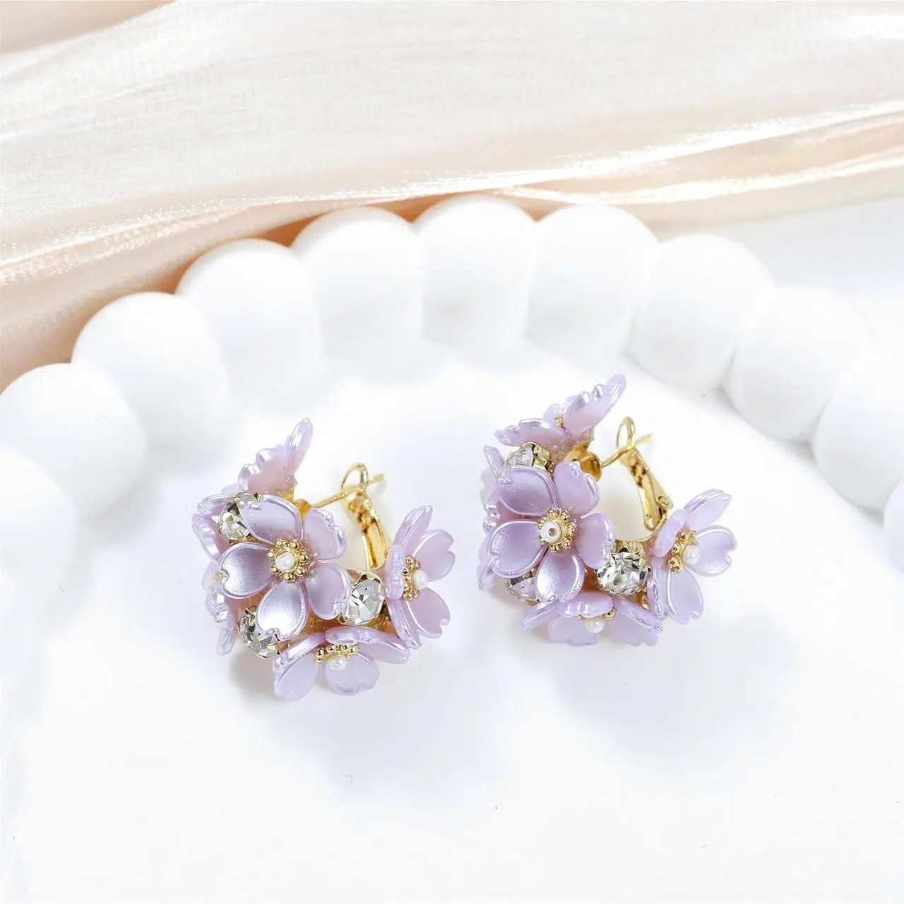 boucles fleurs violet