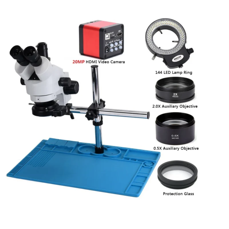 Microscope Stéréo Trinoculaire Simul-Focal 20MP HD Pour Réparation