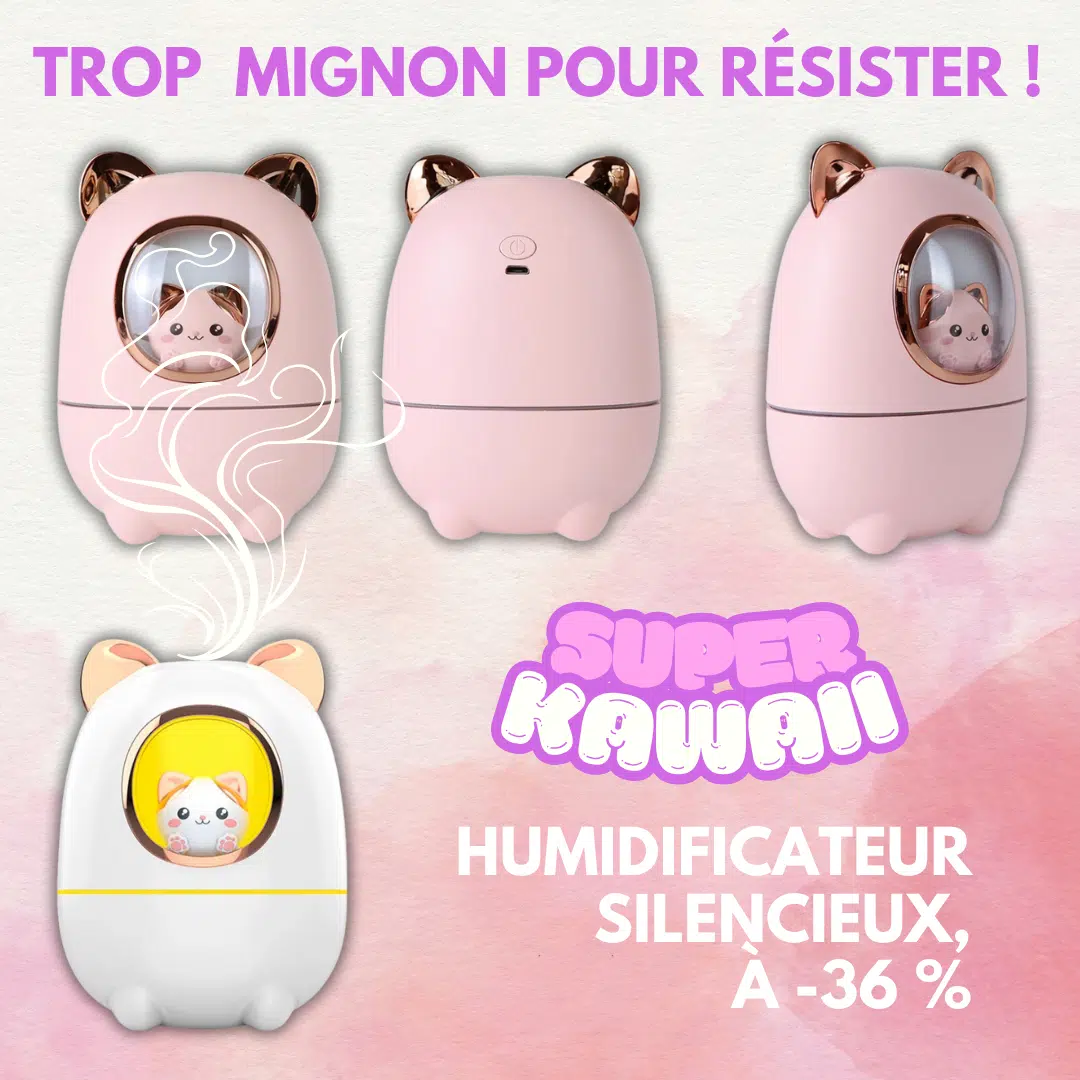 Cartoon Cat Air Humidifier Cute Silent USB Recharging Diffuser Aroma