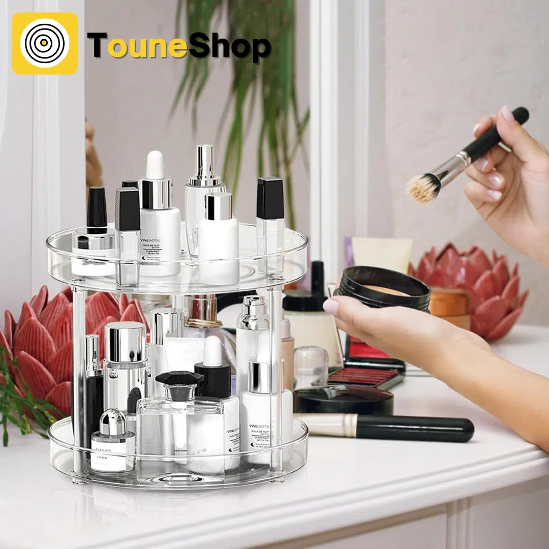 Organiseur à Maquillage à 2 niveaux avec bacs amovibles