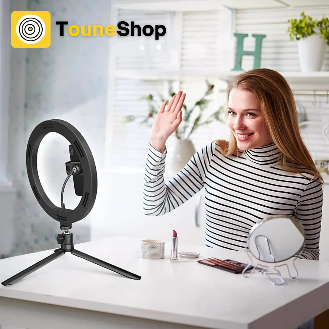 Ring light LED 20cm pour Selfie, lampe 3 modes, avec trépied de 20cm,lumière de remplissage de maquillage