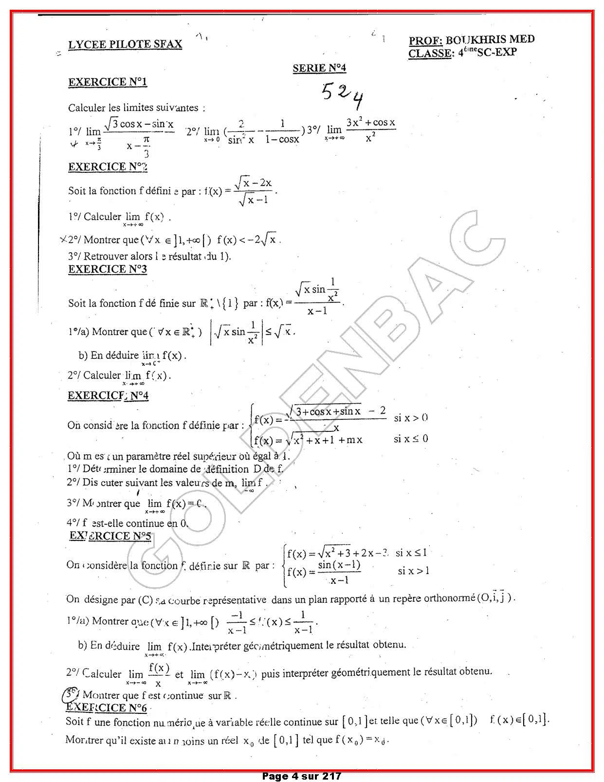 MATHEMATIQUES - 1ER TRIMESTRE - BAC SC.EXP