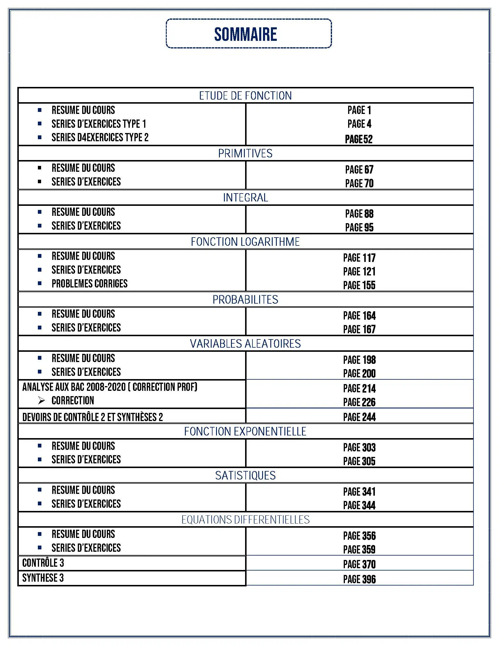 MATHEMATIQUES - 2EME & 3EME TRIMESTRE - BAC SC.EXP