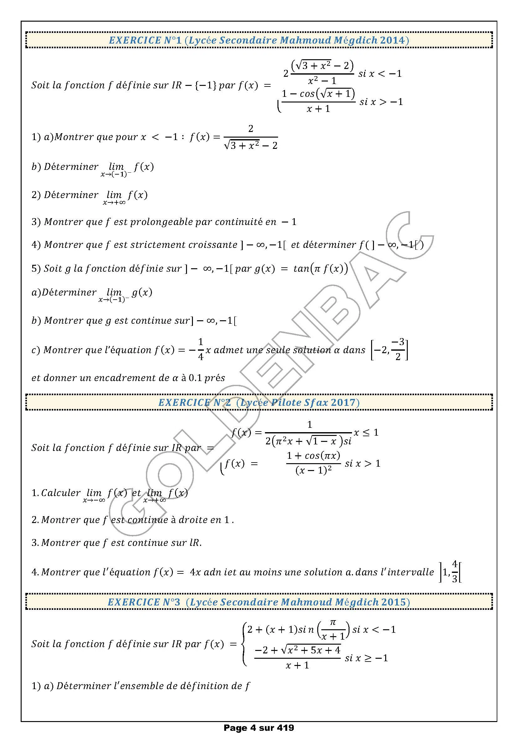 MATHEMATIQUES - 2EME & 3EME TRIMESTRE - BAC SC.EXP
