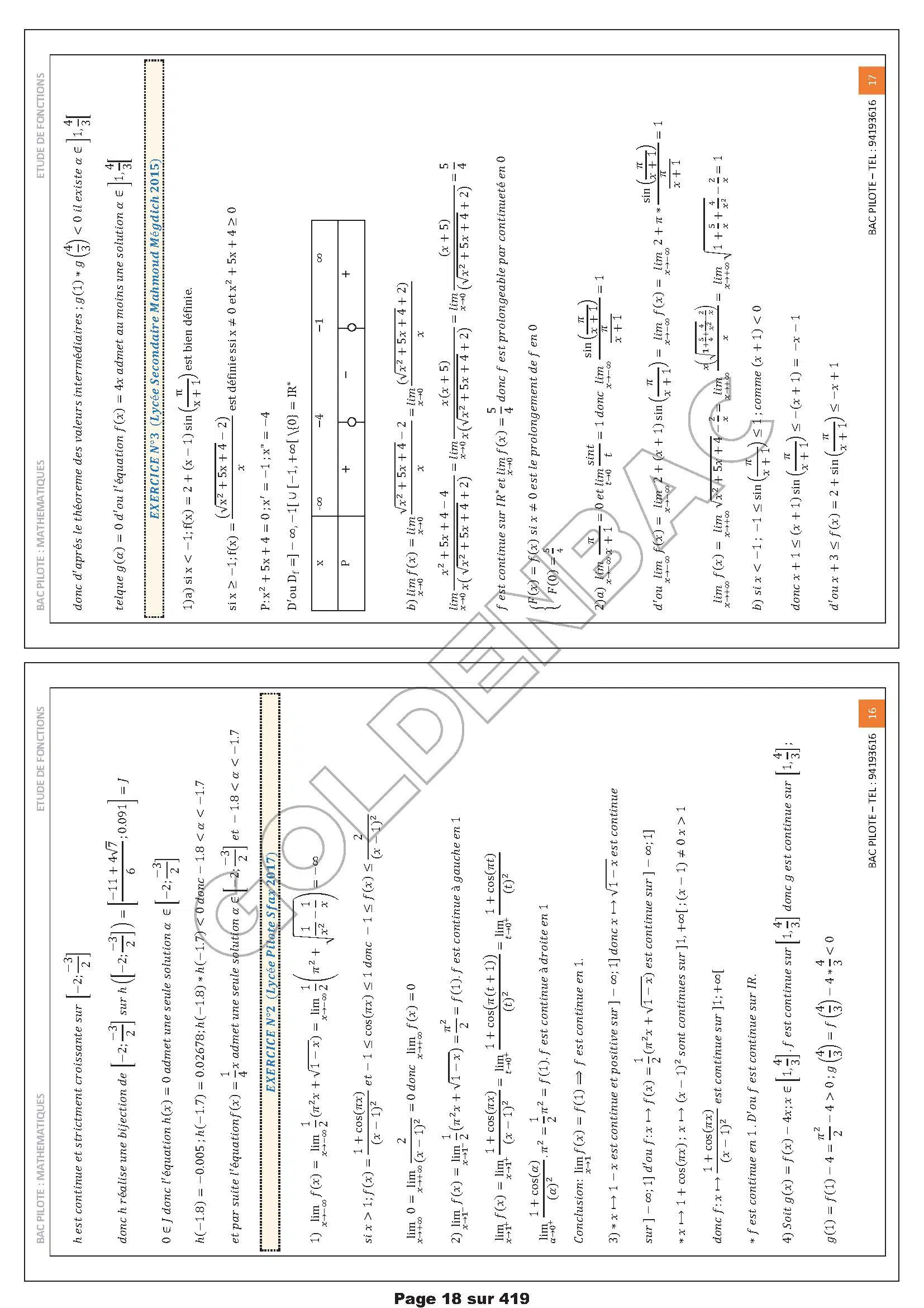 MATHEMATIQUES - 2EME & 3EME TRIMESTRE - BAC SC.EXP