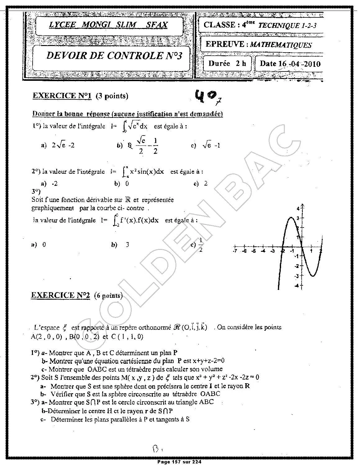 MATHEMATIQUES - 2EME & 3EME TRIMESTRE - BAC SC.TEC