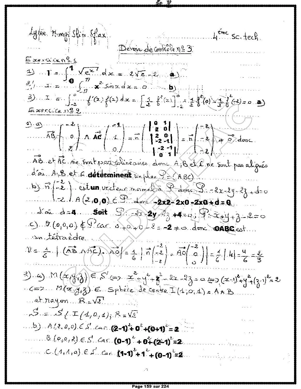 MATHEMATIQUES - 2EME & 3EME TRIMESTRE - BAC SC.TEC