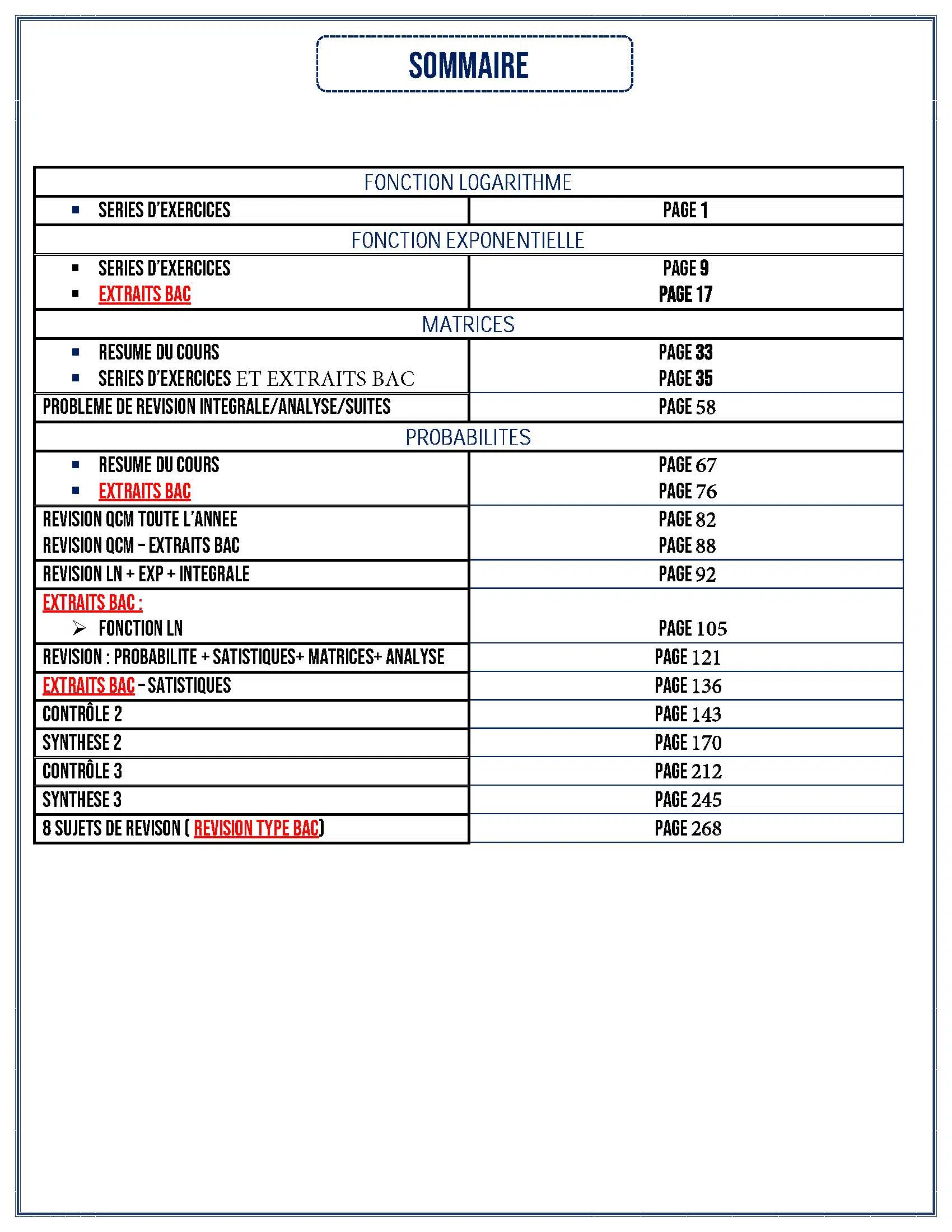 MATHEMATIQUES - 2EME & 3EME TRIMESTRE - BAC SC.INFO